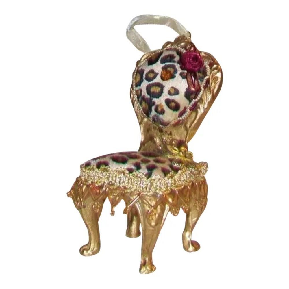 Vintage Victorian Style Chair Ornament Red Leopard Velvet Chair